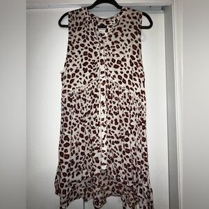 Anthropologie Brown and Cream Animal Print Tunic Tank